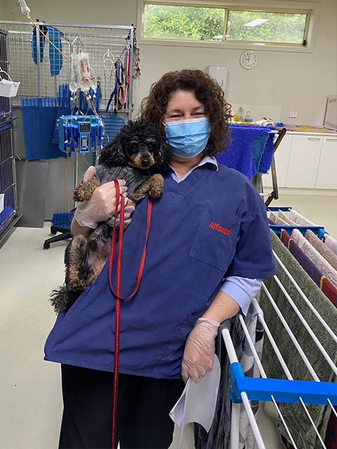 Bannockburn Vet - Frances Head Nurse with a Puppy - Vaccinations